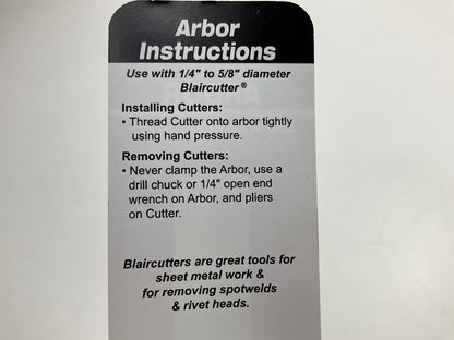 Blair 13216 1/4'' Hole Cutter Arbor With Retractable Pilot Pin