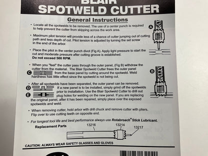 Blair 13224 3/8'' Double End Spotweld Spot Weld Cutter