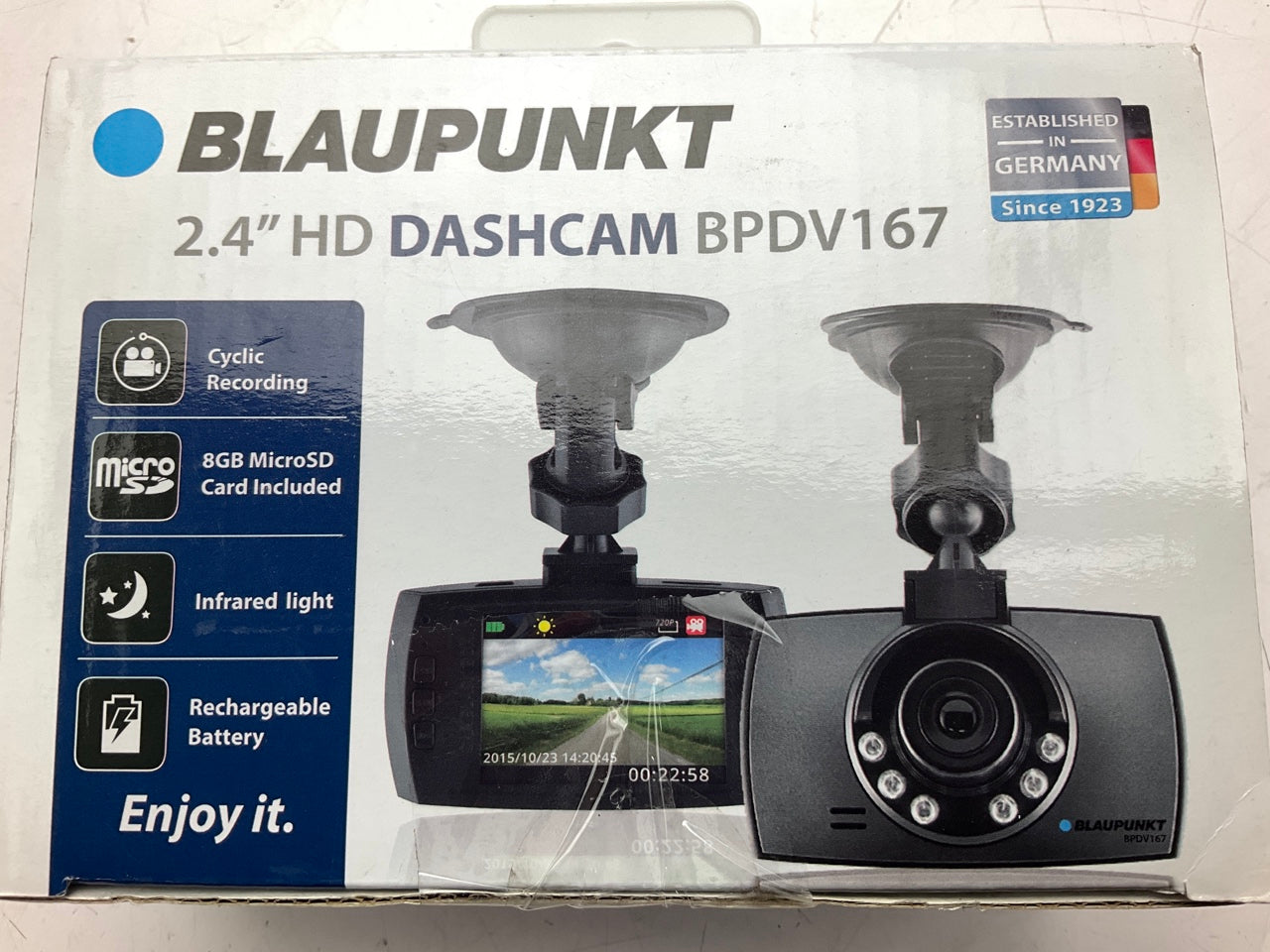 Blaupunkt BPDV167 2.4'' 720 HD Dashcam 8GB MicroSD Infrared Light G-Sensor