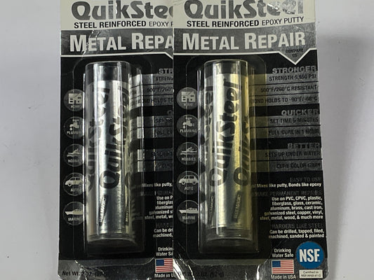 (2) Blue Magic 16002TRI QuikSteel Steel Reinforced Epoxy Putty Repair, 2 Oz