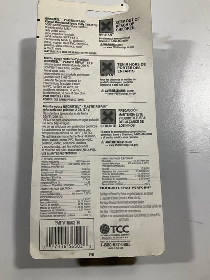 Blue Magic 16502TRI QuikSteel Strong Plastic Repair Epoxy Putty - 2 Oz, USA Made