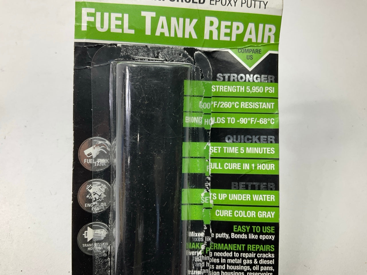 OPEN PACKAGE, NEW Blue Magic 16552TRI QuikSteel Fuel Gas Tank Repair Epoxy Putty