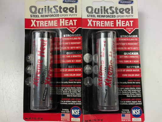 (2) Blue Magic 16562TRI Steel Reinforced Epoxy Putty, Xtreme Heat, 2oz