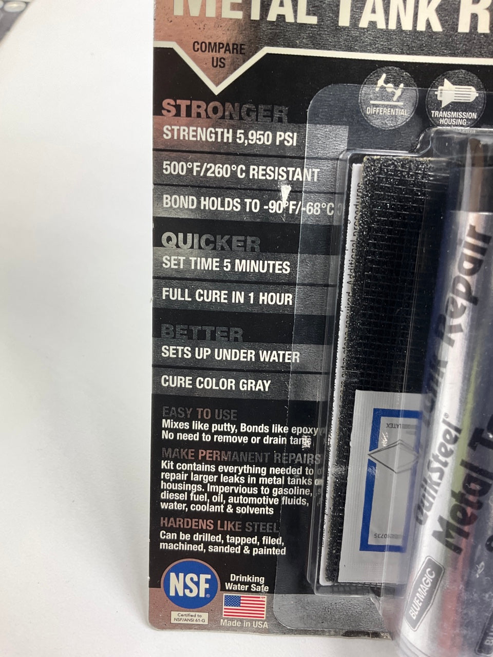 (5) PACK - Blue Magic 6022KTRI Metal Fuel Gas Tank Repair Kit Epoxy Putty, 2 Oz