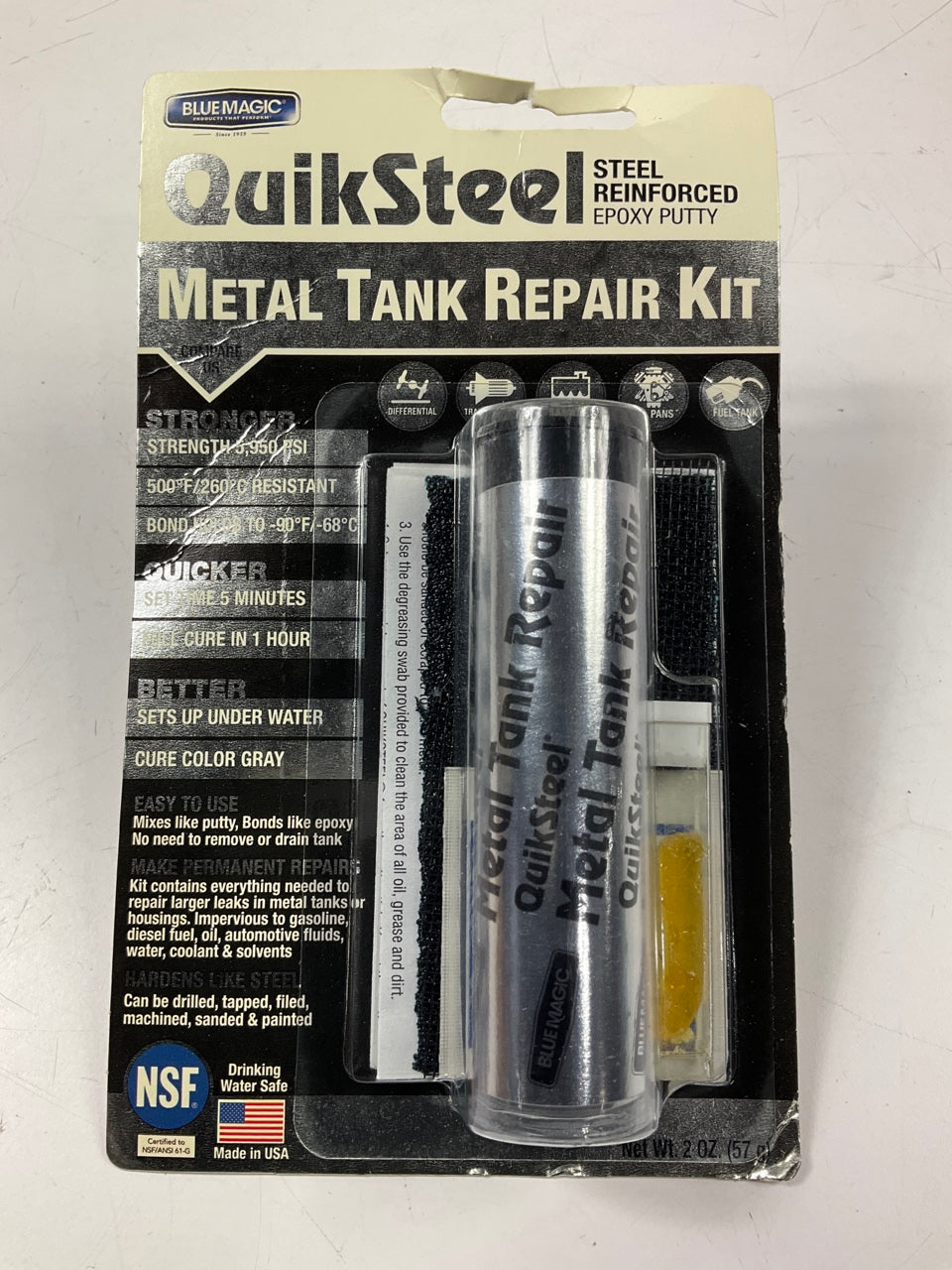 Blue Magic 6022KTRI Metal Fuel Gas Tank Repair Kit Epoxy Putty, 2 Oz