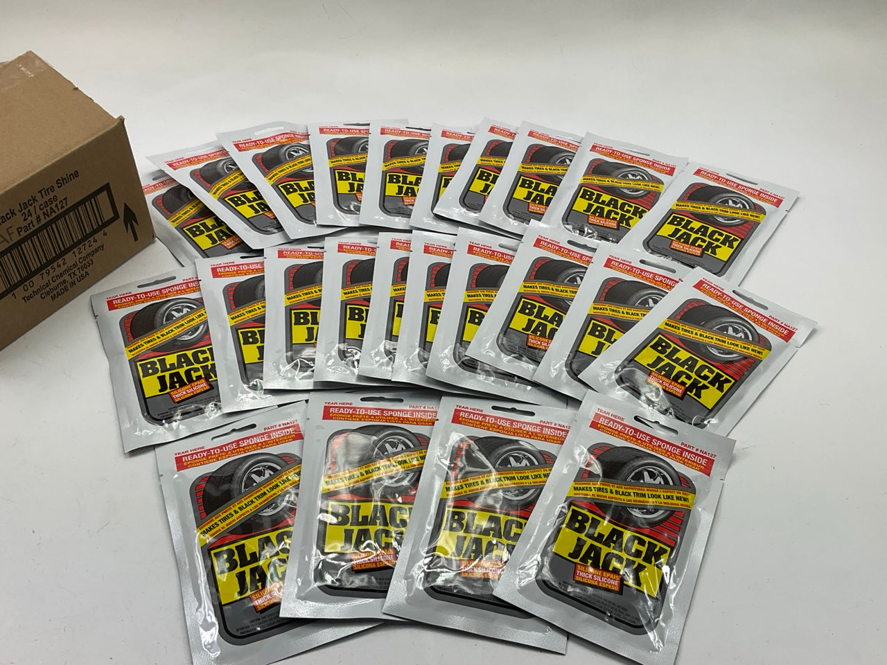 24 PACKS - Blue Magic Black Jack Thick Silicone Tire Shine, Repels Dirt & Grime