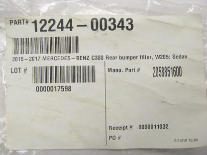 Aftemarket New MB1180105 Rear Bumper Filler For 2015-2020 Mercedes-Benz C-Class