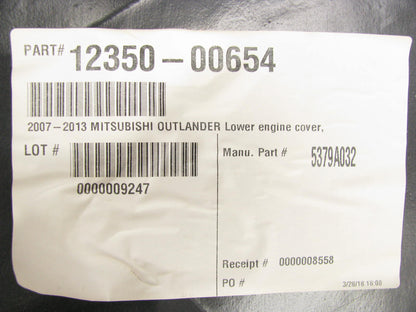 NEW - AFTERMARKET 12350-00654 Front Engine Splash Shield 2007-2013 Outlander