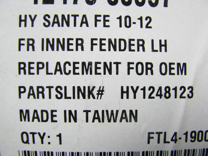 NEW AFTERMARKET Fender Liner Front Left For 2010-2012 Hyundai Santa Fe