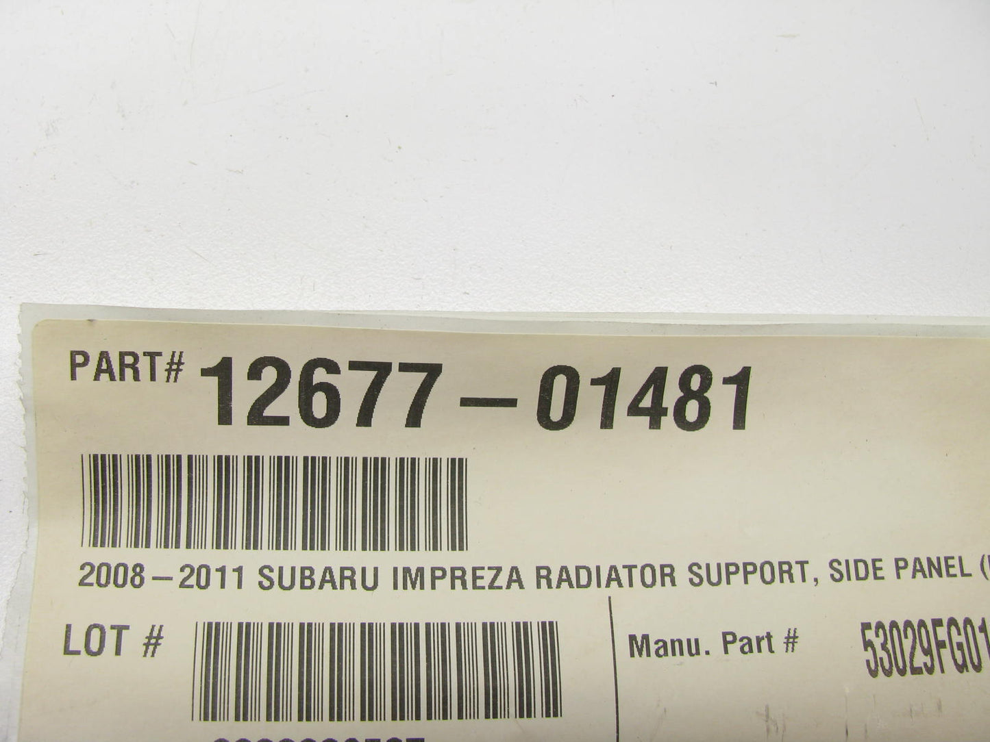 NEW 12677-01481 Right Radiator Support Side Panel For 2008-14 Subaru Impreza WRX