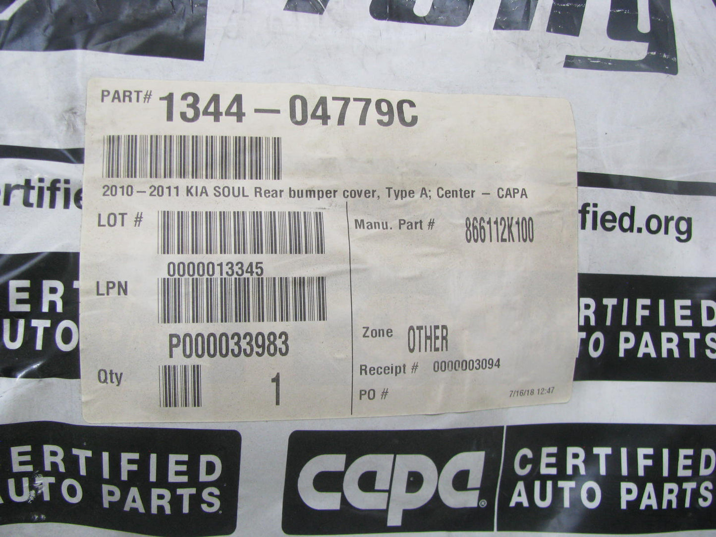 NEW AFTERMARKET - Rear Bumper Cover  For 2010-2011 Kia Soul  866112K100