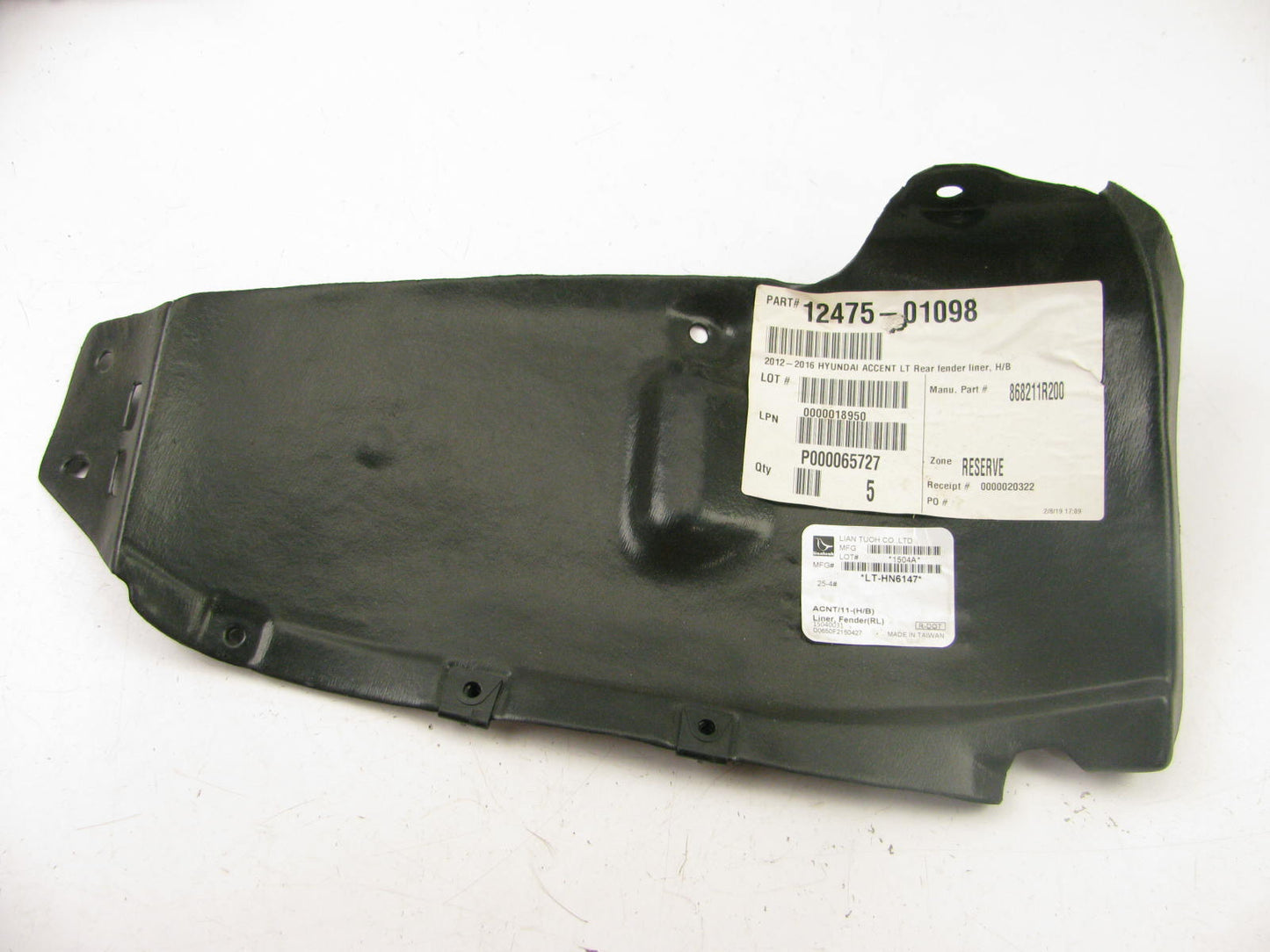 New Fender Liner Rear Left Drivers Side For 2012-2017 Hyundai Accent 868211R200