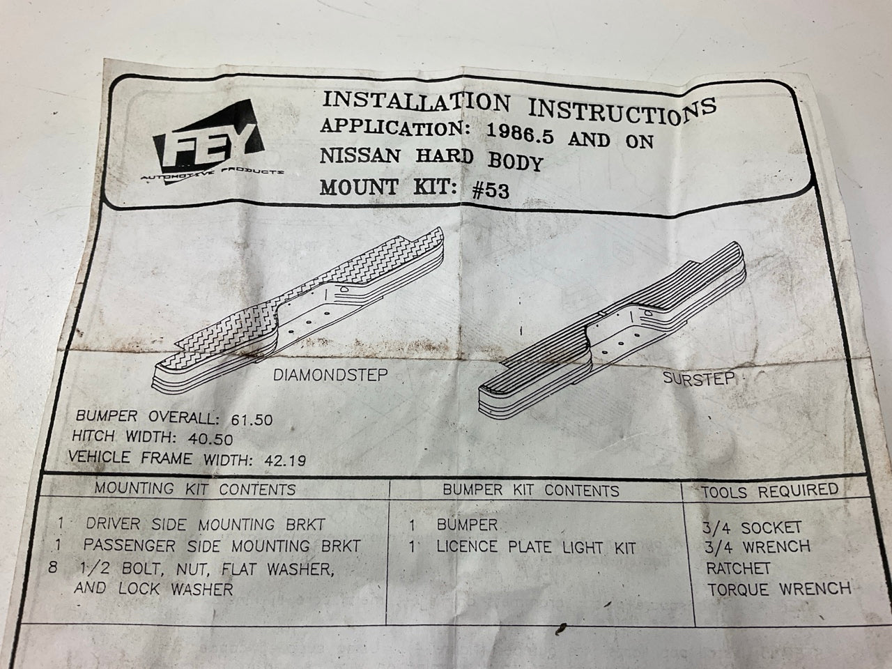 FEY 95300 Rear Bumper Mounting Mount Bracket Kit For 1986-1997 Nissan D21 Pickup