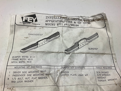 FEY 96100 Rear Bumper Mount Bracket Kit - 1988 & Up Isuzu Pickup Truck