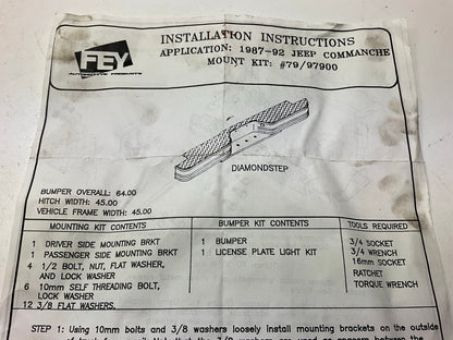 FEY 97900 Rear Bumper Mount Bracker Install Kit For 1987-1992 Jeep Commanche