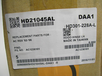 NEW AFTERMARKET - AC1236101 LEFT Hood Hinge For 2002-2006 Acura RSX