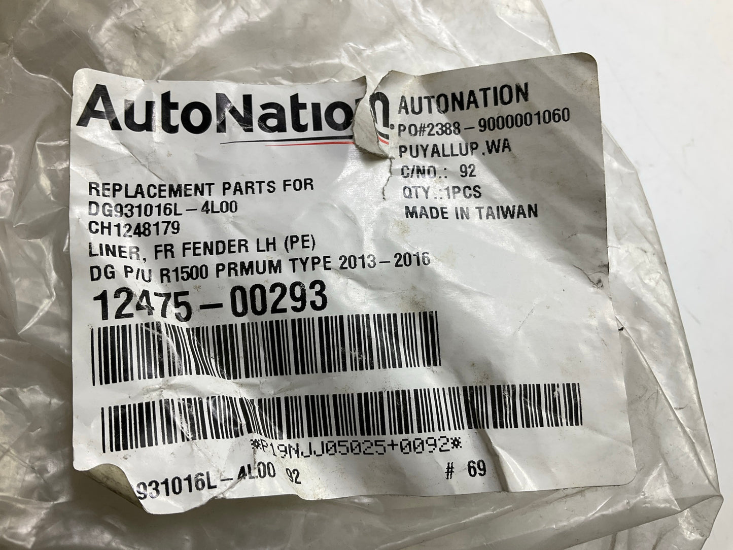 NEW AFTERMARKET Left Fender Liner For 2015-18 Ram 1500, 19-24 Classic 55112807AA