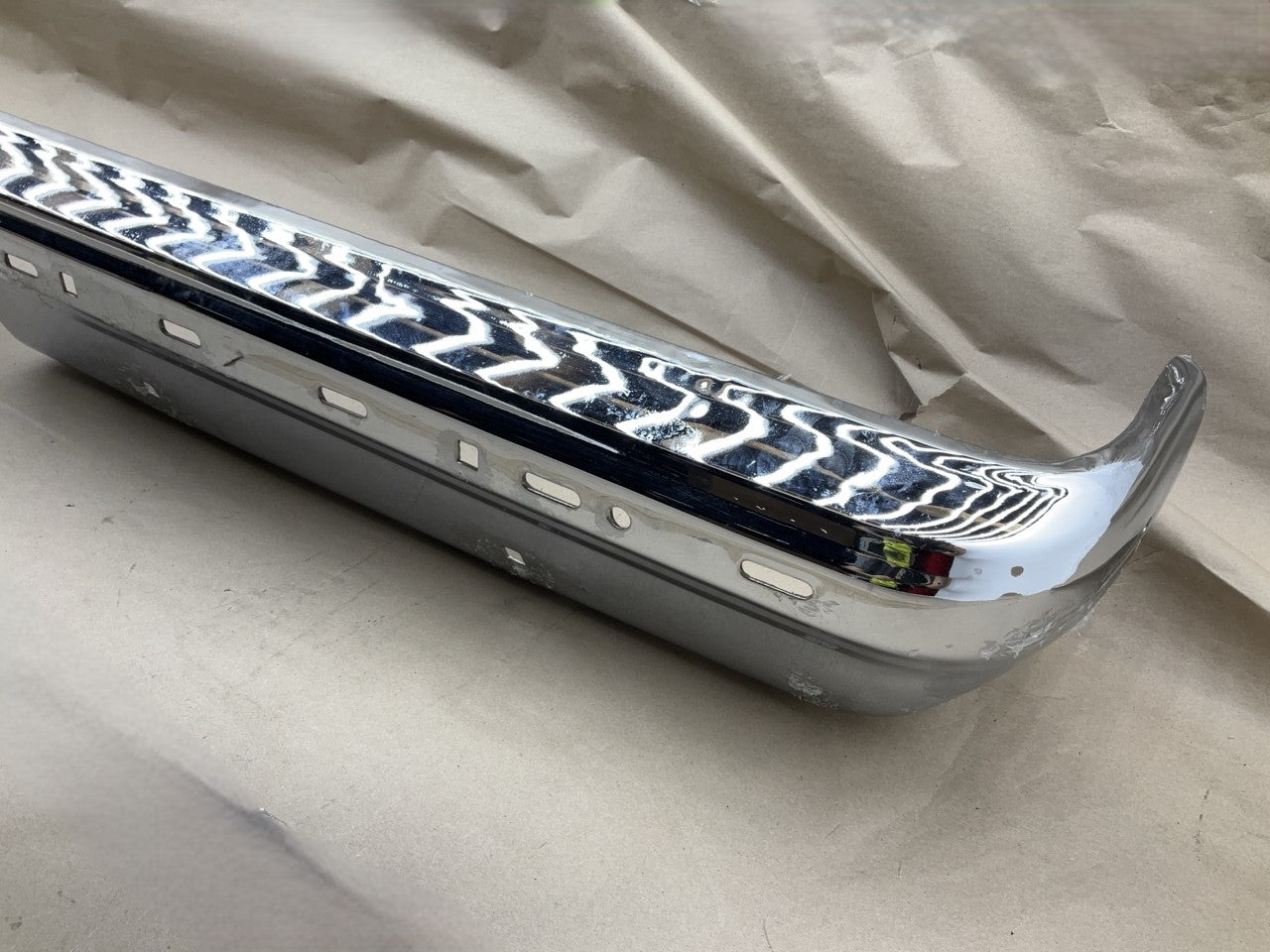 1981-1989 Chevy Pickup C10 , C20, C30 Rear Chrome Bumper W/ Impact Strip Holes