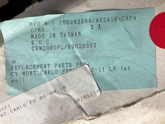NEW AFTERMARKET CVM2001F1 Front Left Fender - 2006-2007 Chevy Monte Carlo