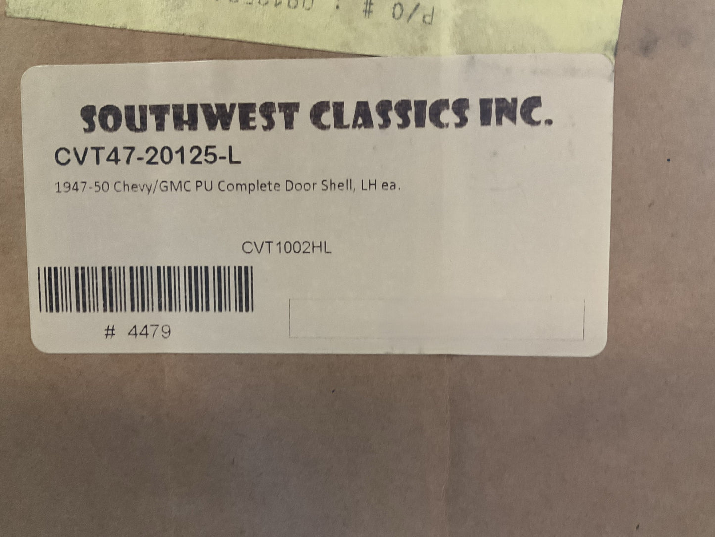 NEW AFTERMARKET CVT1002HL Left Door Shell - 1947-1950 Chevrolet, GMC Truck
