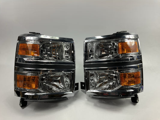 Left + Right Pair Headlamps Headlights 2014-2015 Chevy Silverado 1500 Head Lamps
