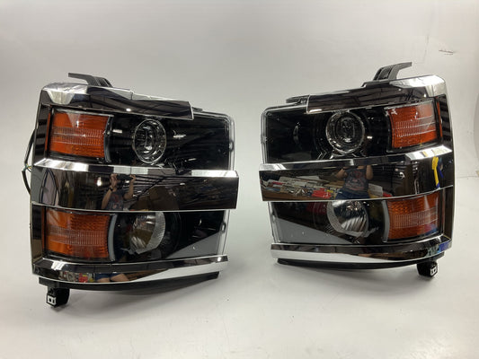 Chrome Headlights - 2015-2019 Chevy Silverado 2500HD 3500 HD Halogen Pair L+R