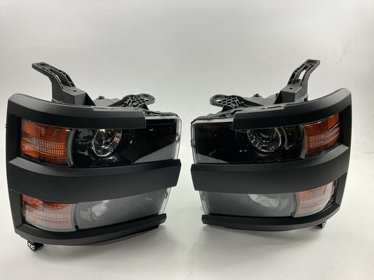NEW 2015-2019 Chevy Silverado 2500 3500 HD Black Headlights Headlamps Pair