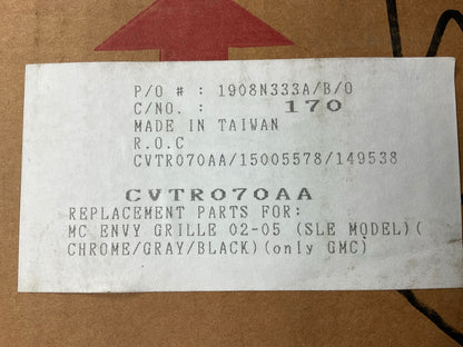 NEW AFTERMARKET CVTR070AA 2002-2009 GMC Envoy Grille Black Shell W/ Gray Insert