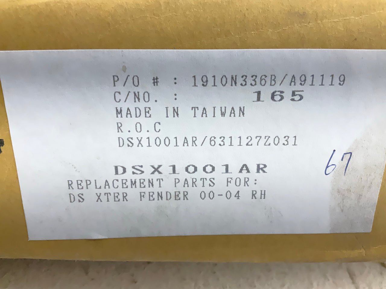NEW - AFTERMARKET DSX1001AR Front Right Fender For 2000-2004 Nissan Xterra