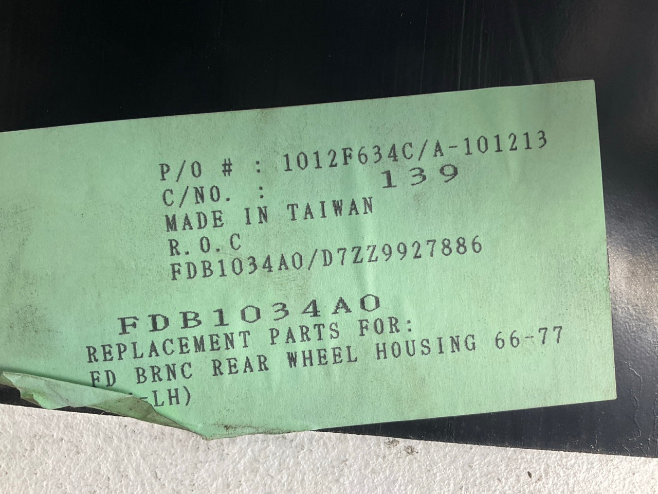 1966-1977 Ford Bronco Rear Wheel Housing, Steel Sheet Metal - Set Of 2 FDB1034A0