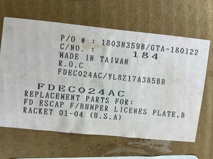 FDEC024AC Front License Plate Bracket 2001-04 Ford Escape - NEW AFTERMARKET