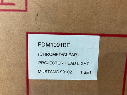 NEW FDM1091BE 1999-2004 Ford Mustang Projector Headlights (Pair) Chrome / Clear
