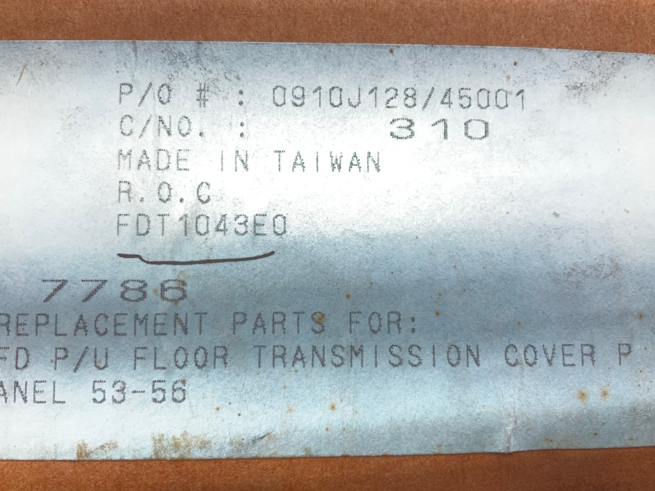 FDT1043E0 1953-1956 Ford F100 F250 F350 Pickup Transmission Cover Floor Panel