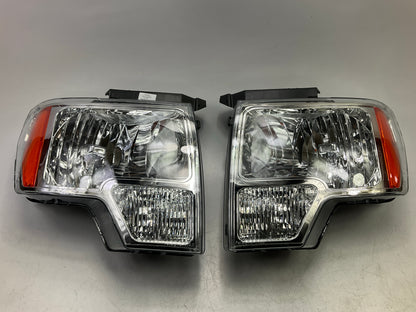 2009-2014 Ford F-150 Pickup Pair Chrome Housing Amber Side Headlight/Lamp Set