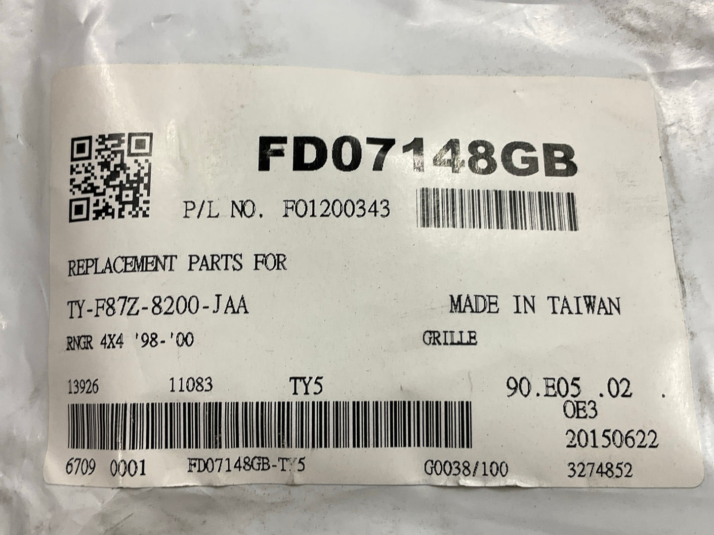 NEW AFTERMARKET FO1200343 Replacement Front Grille - 1998-2000 Ford Ranger