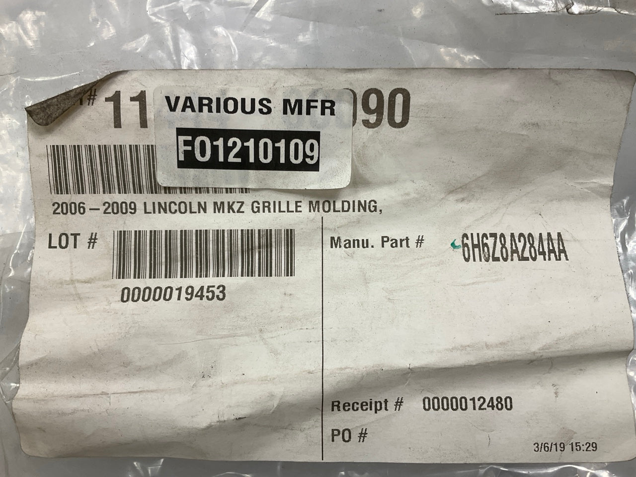 NEW AFTERMARKET - Upper Grille Support Bracket 2007-2009 Lincoln MKZ  FO1210109