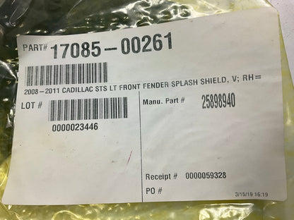 AFTERMARKET Front Fender Splash Shield For 2008-2011 Cadillac STS, 25898940