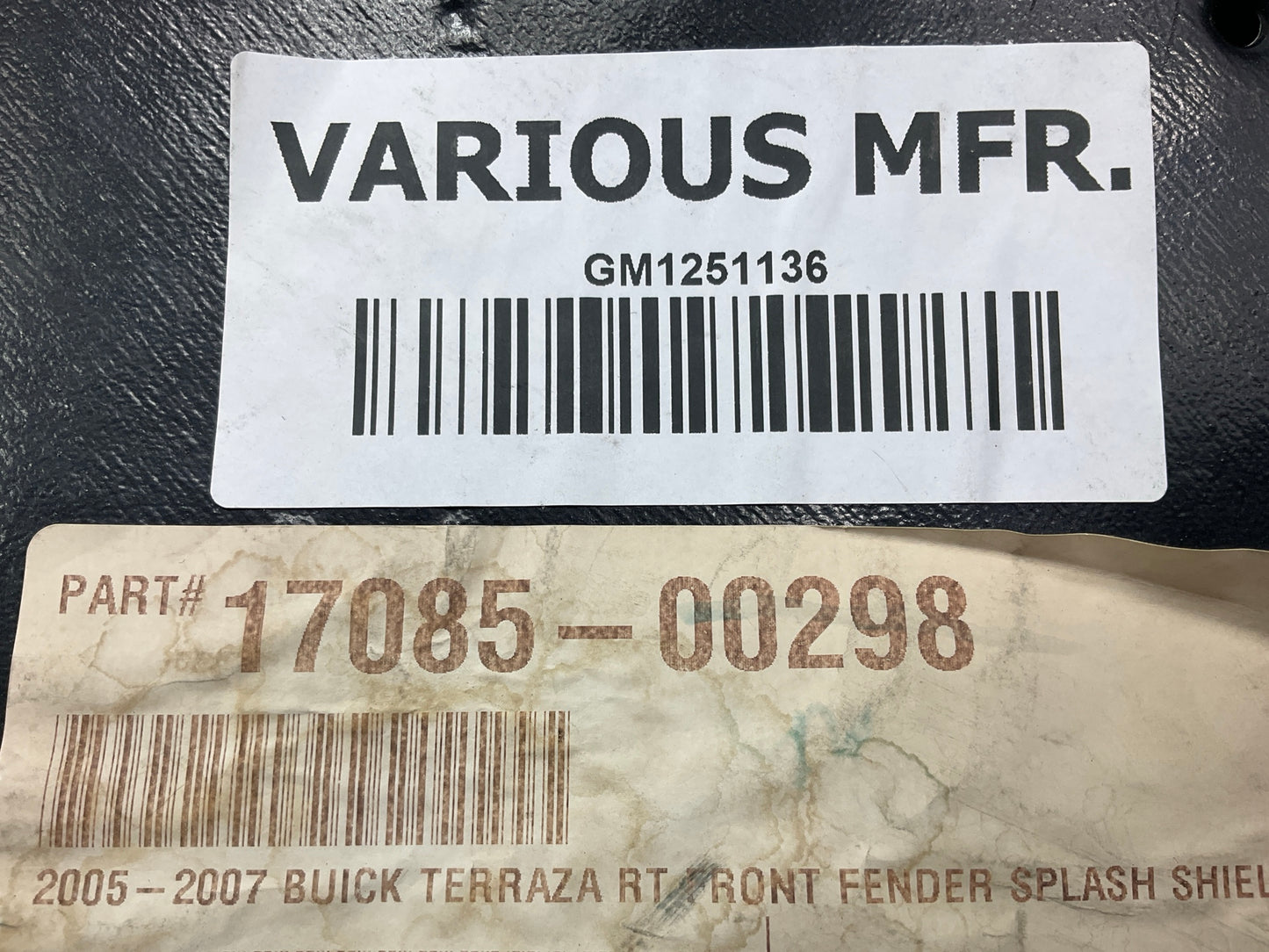 GM1251136 Front Right Fender Splash Shield 2005-2008 Terraza Uplander Montana