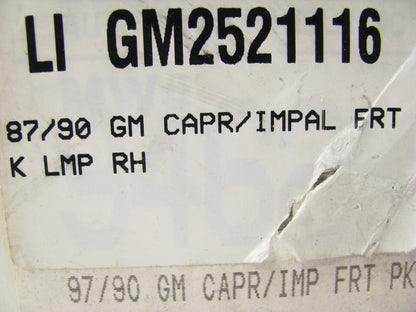 AFTERMARKET GM2521116 FRONT RIGHT Turn Signal Light Lens For 1980-90 Caprice