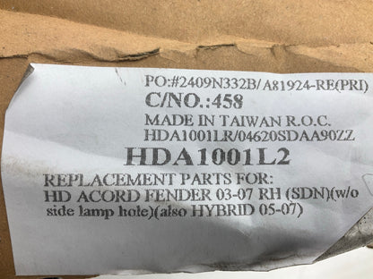 DENTED Front Right Passenger Side Fender 2003-07 Honda Accord - AFTERMARKET