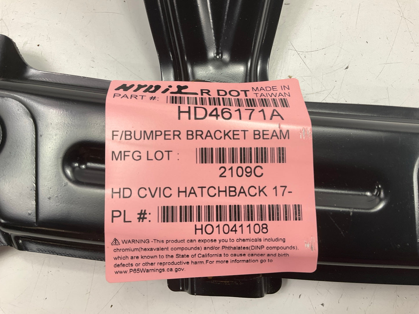 NEW AFTERMARKET Front Upper Bumper Cover Support 2017-19 Honda Civic Hatchback