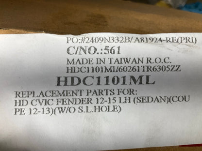 HDC1101ML 2012-2015 Honda Civic Front Left Driver Side Fender