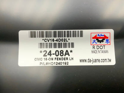 HDC1101RL Front Left Fender For 2016-2018 Honda Civic Sedan