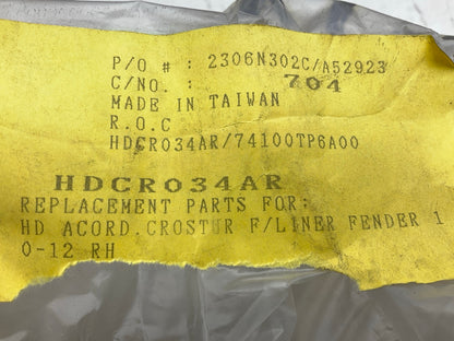 NEW AFTERMARKET Front Right Fender Liner For 2010-11 Honda Accord Crosstour