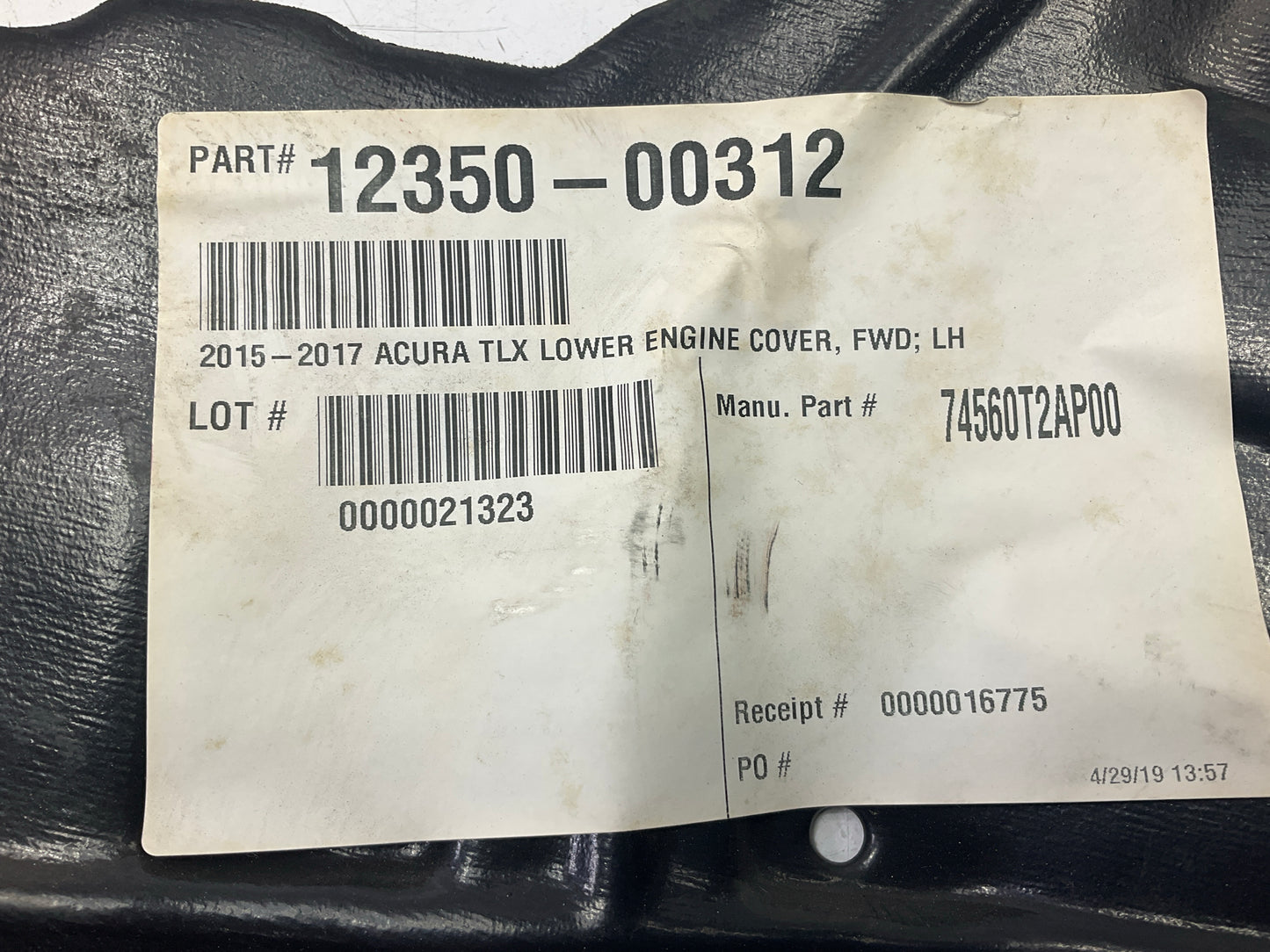 Left Engine Splash Shield For 2013-17 Honda Accord 15-20 Acura TLX Front Section
