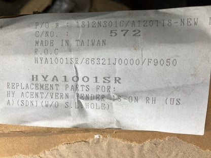 HYA1001SR Front Right Fender For 2018-2022 Hyundai Accent