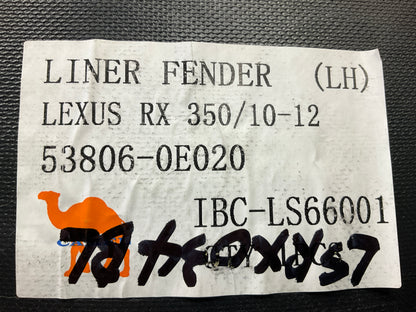 NEW AFTERMARKET LSRX034BL Front Left Fender Liner 2010-12 Lexus RX350 RX450h