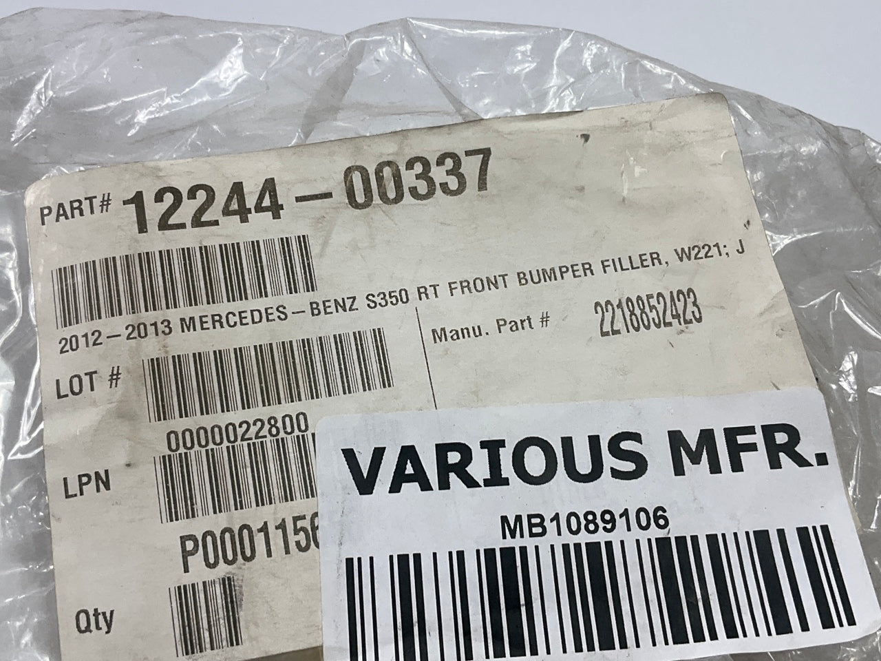 NEW - AFTERMARKET MB1089106 Bumper To Body Filler Panel Front Right Lower