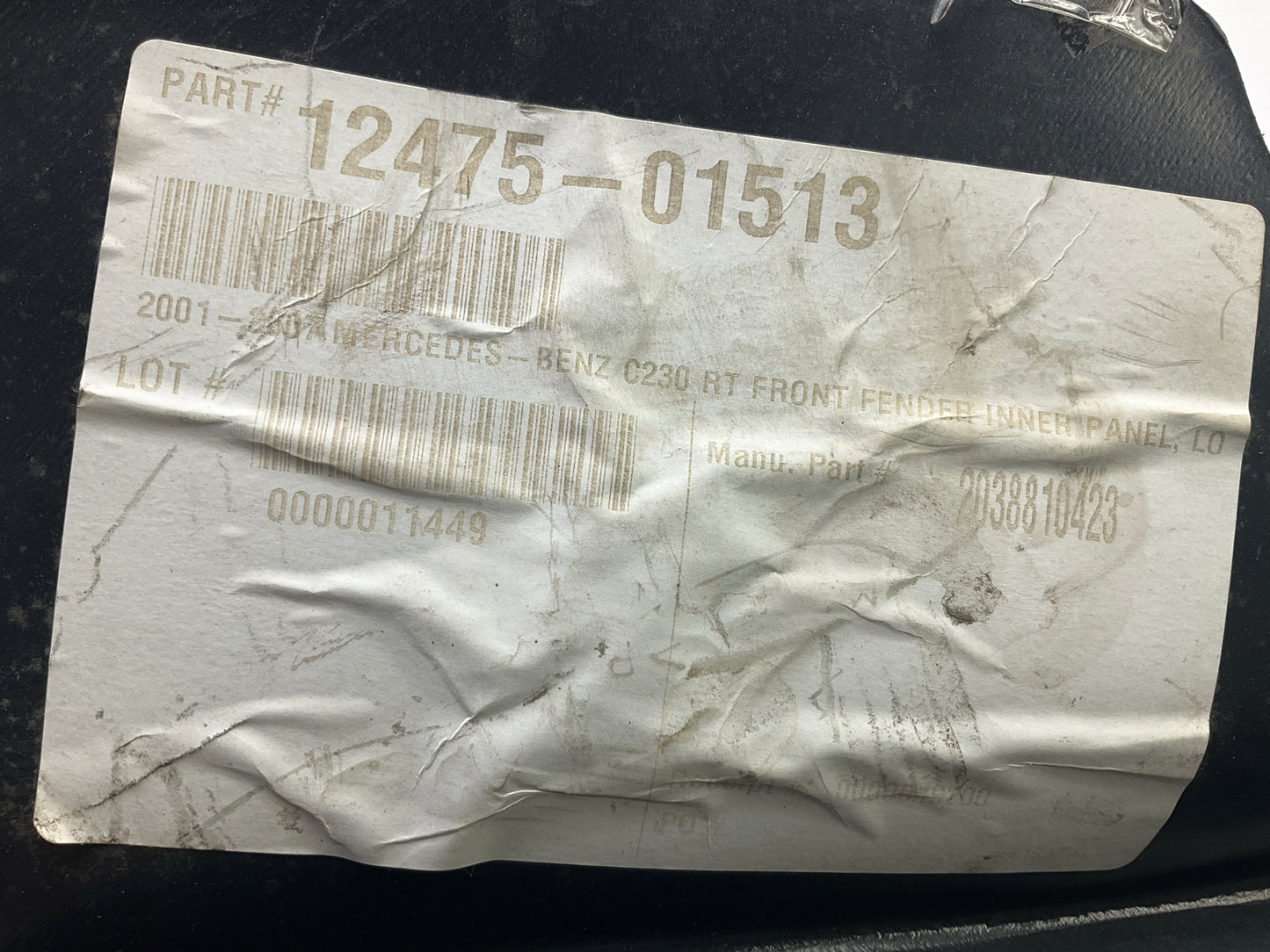 AFTERMARKET - MB1249119 Rear Splash Shield Fender Liner 2003-06 Benz S430 S500