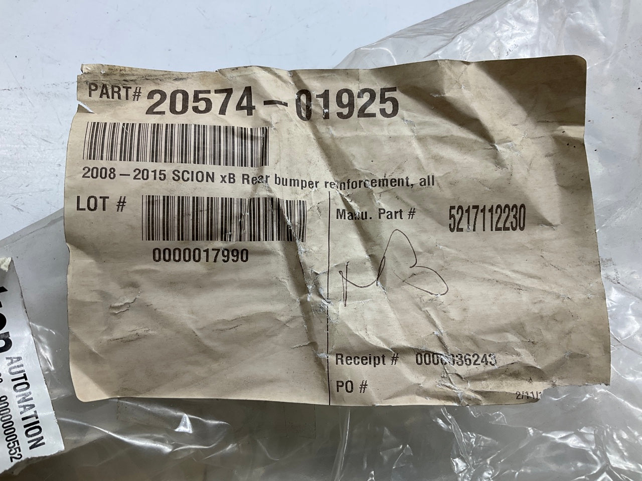 New SC1106105 Rear Steel Bumper Reinforcement Bar For 2008-2015 Scion Xb